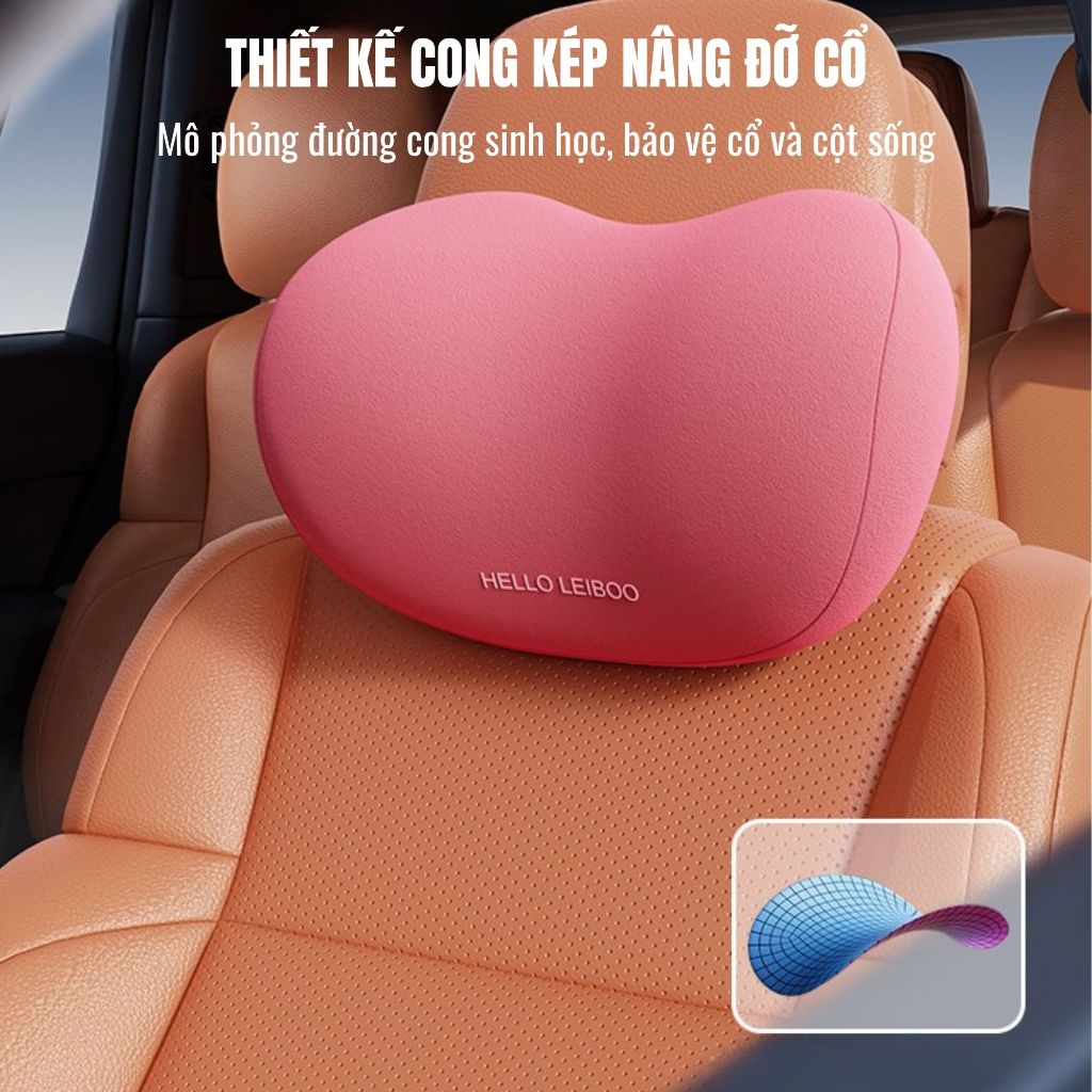 Gối Tựa Đầu & Tựa Lưng Ô Tô HELLO LEIBOO Công Thái Học Ta... (5)
