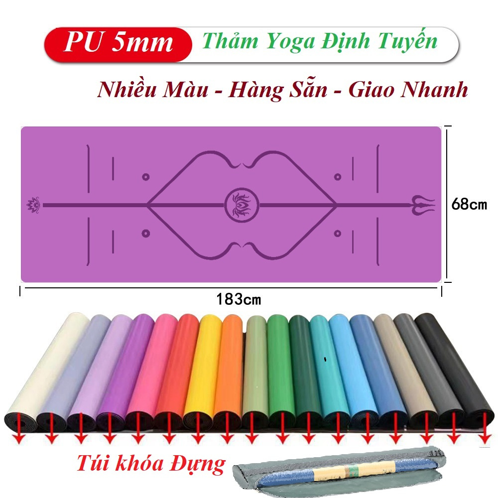 Thảm Tập Yoga Định Tuyến 5mm Cao Su PU Cao Cấp Queensport... (5)