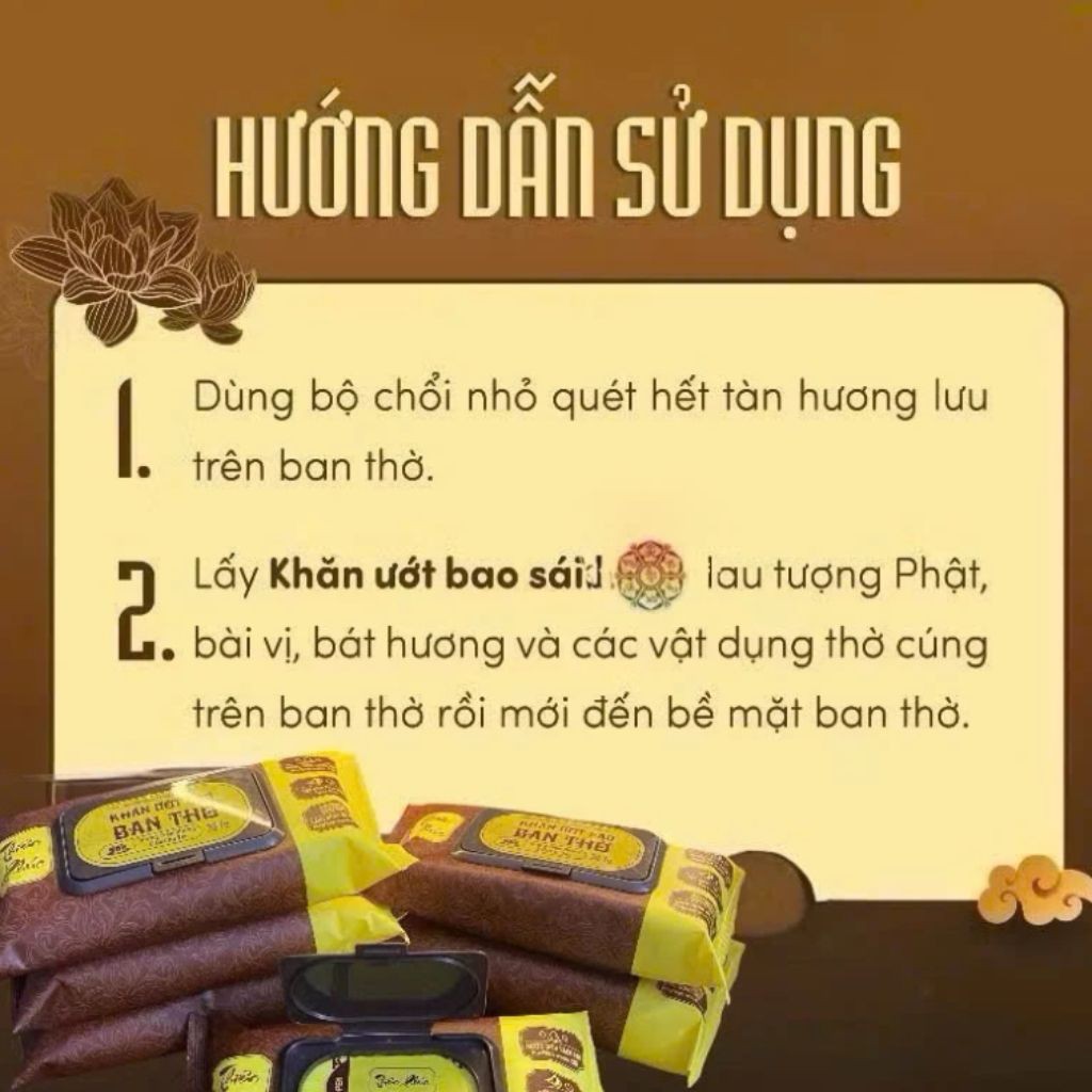 Gói 30 khăn ướt lau bàn thờ hương trầm (5)