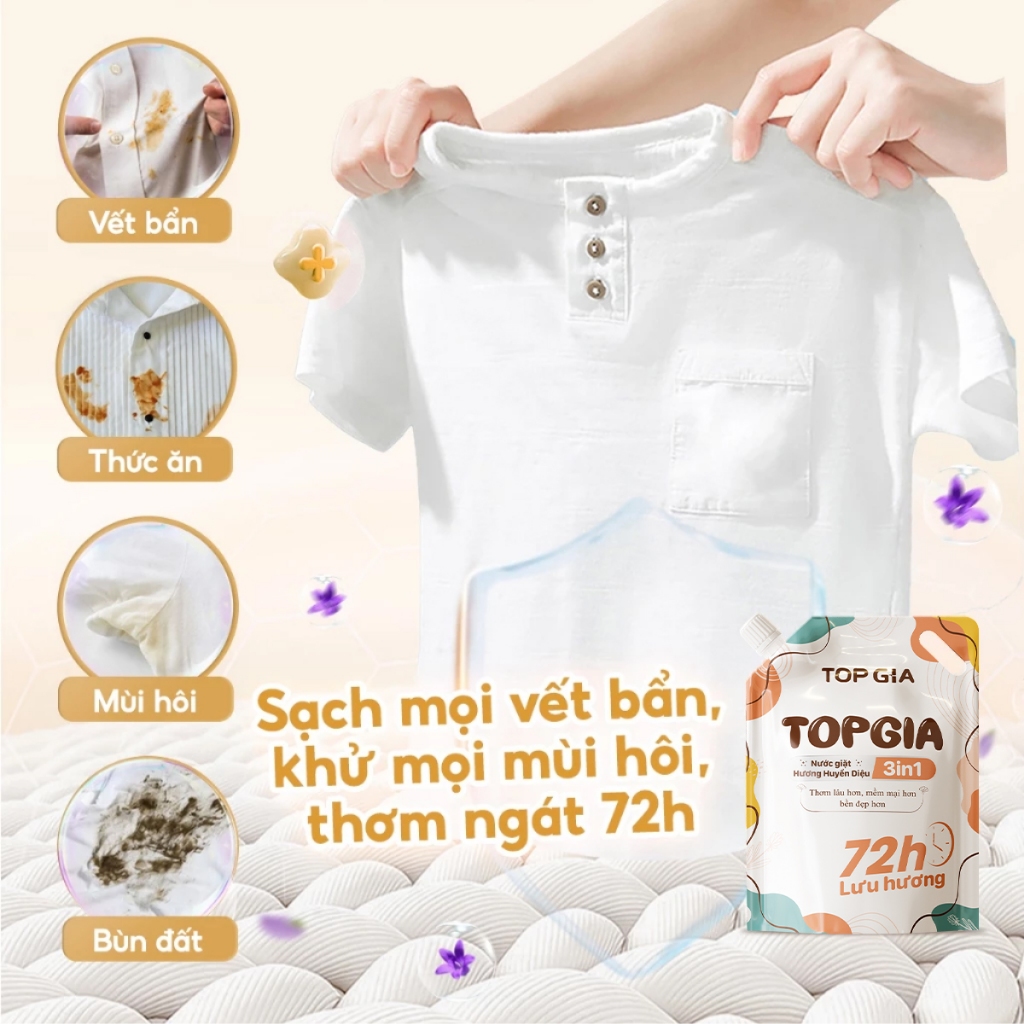 Combo 6L Nước Giặt Xả TopGia 3in1 Hương Huyền Diệu Dịu Nhẹ (5)