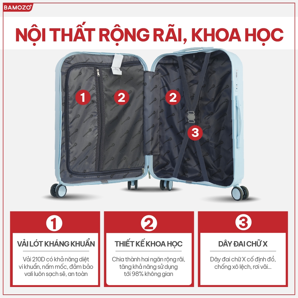 Vali Du L�ch Bamozo 8812 Th�i Trang Size 20/24 Chất Li�u ... (5)