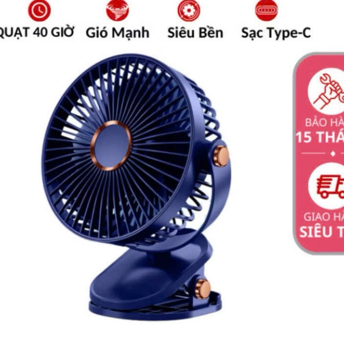 ( HÀNG CHUẨN) Quạt tích điện kẹp bàn mini 5 mức độ có đèn... (5)