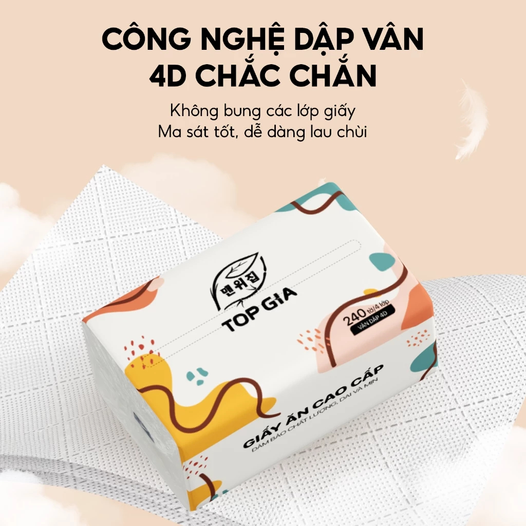 Giấy ăn rút Topgia thùng 30 gói đa sắc cao cấp 240 tờ 4 lớp (5)