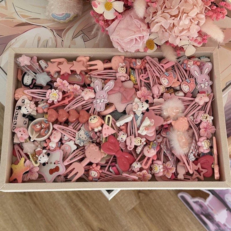 Set 50 kẹp tóc màu hồng (5)