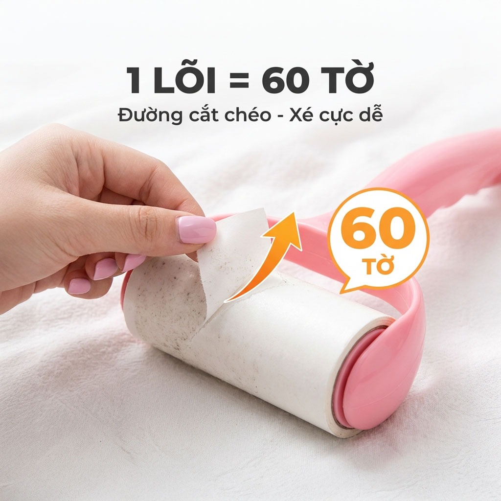 Cây Lăn Bụi Làm Sạch Quần Áo Ga Giường Sofa Kèm Lõi Thay Thế (5)
