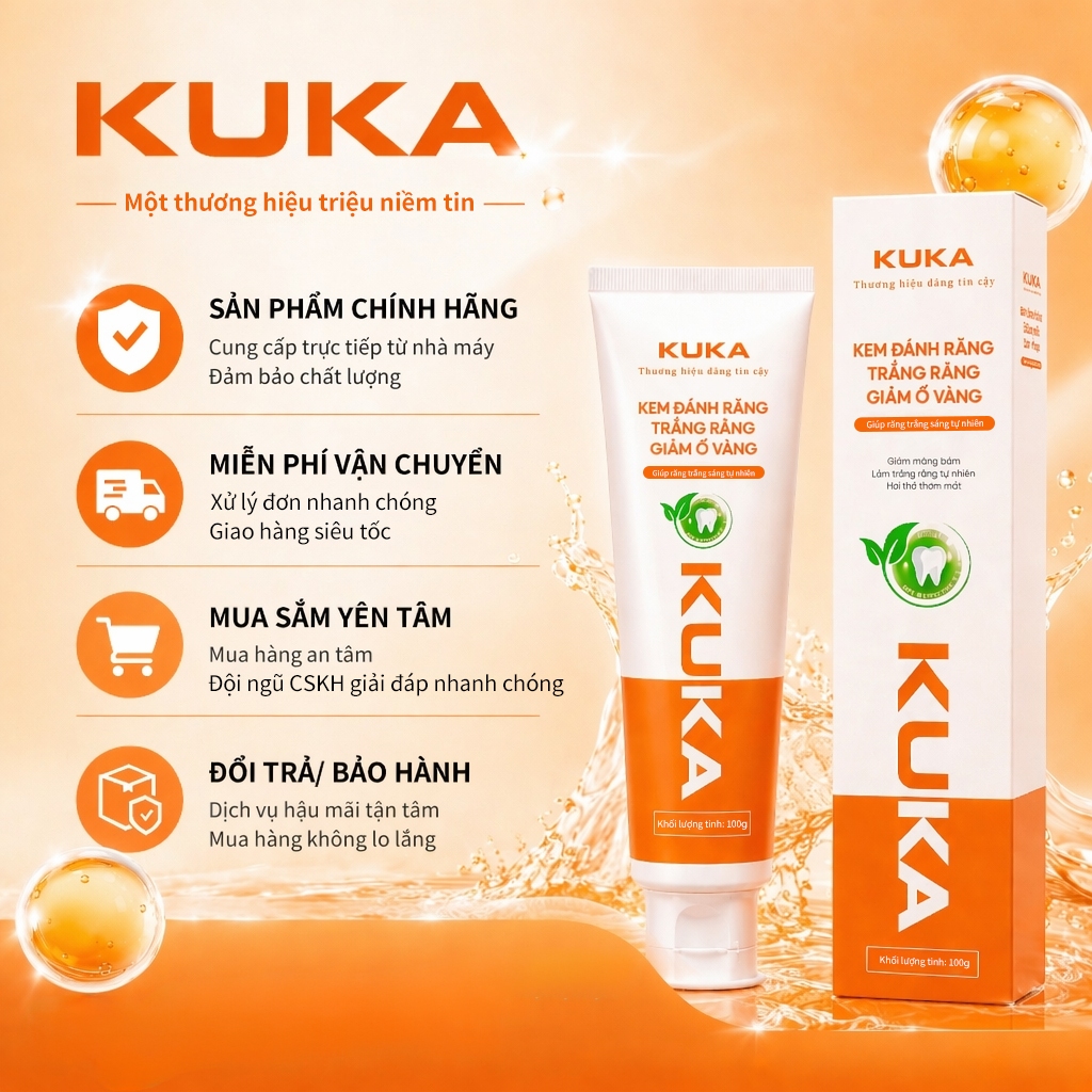 “KUKA” Kem Đánh Răng Trắng Răng Giảm Ố Vàng Hàm Răng Trắn... (5)