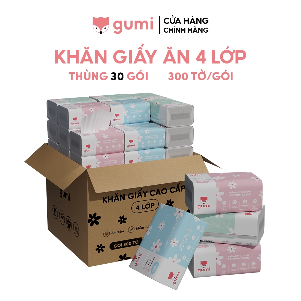 Thùng 30 gói giấy ăn cao cấp Gumi 3 lớp / 4 lớp mềm mịn (5)