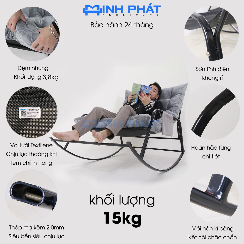 Ghế Bập Bênh �ôi thư giãn Minh Phát khung thép 2.0mm ��m ... (6)