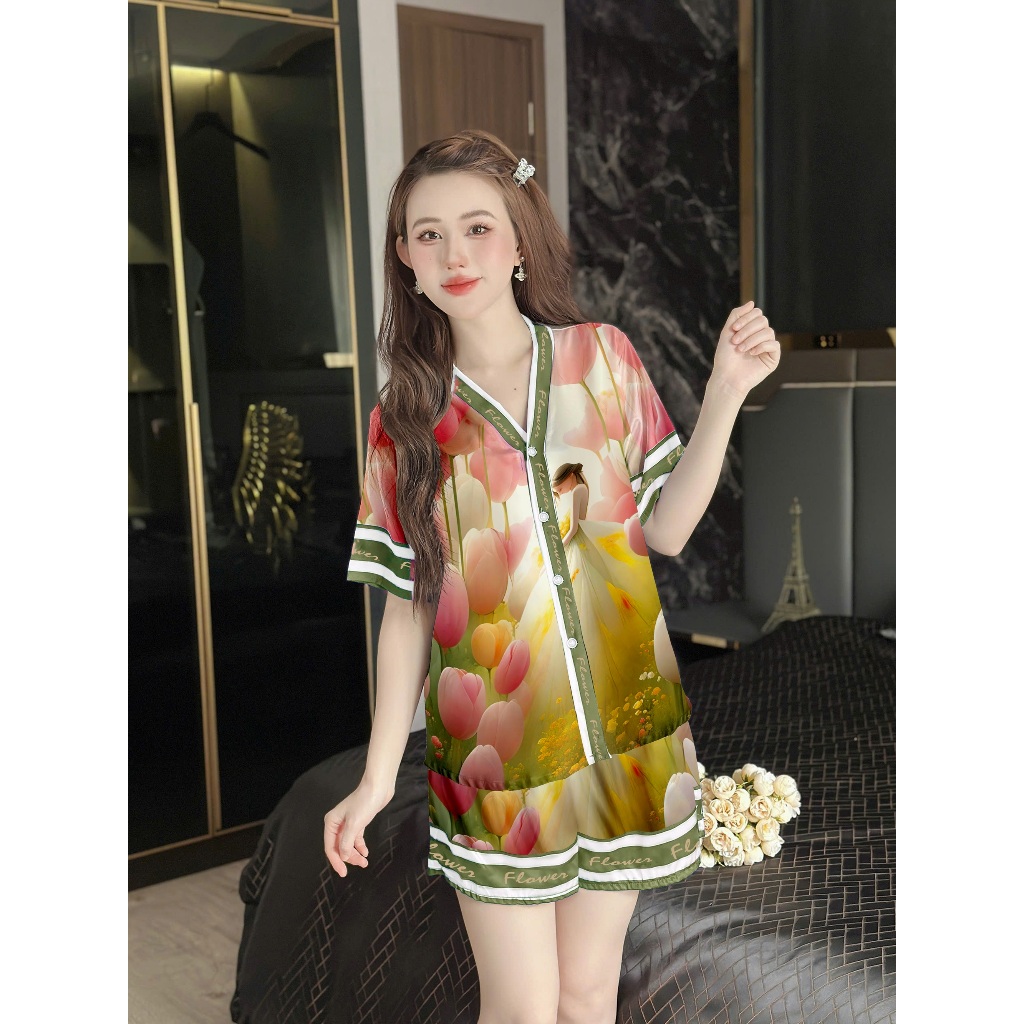 �� ngủ nữ pijama mặc nh�  set b� �� ngủ pyjama Hisexy Lụa... (6)