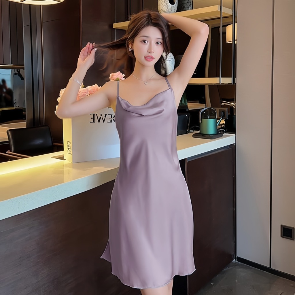 Váy Ngủ Hisexy Hai Dây Lụa Satin Cao Cấp (6)