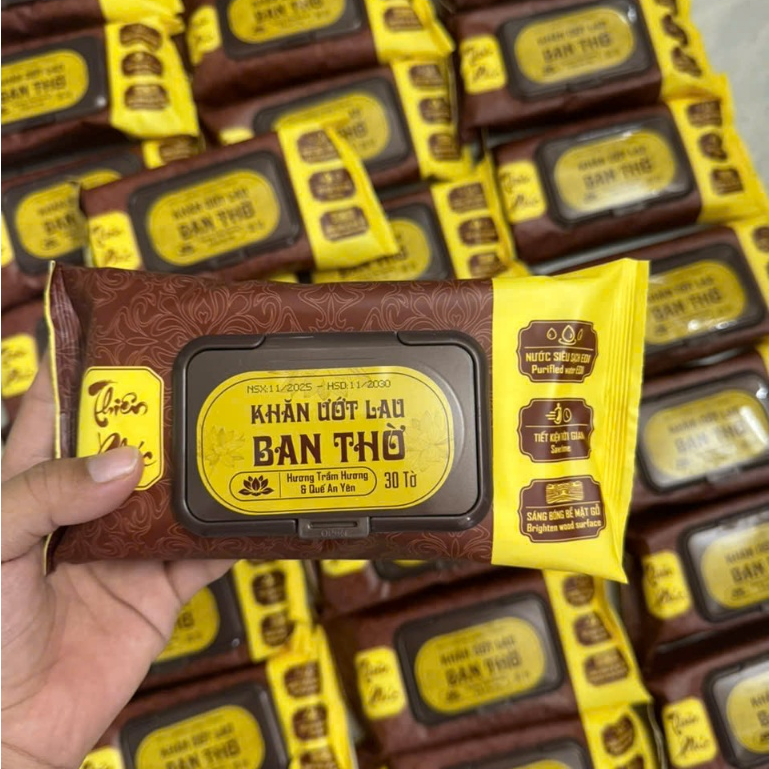 Combo 5 khăn ướt lau ban thờ Thiên Phúc hương trầm ngũ vị... (6)