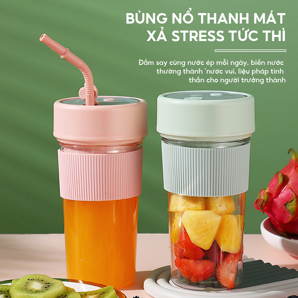 Máy Xay Sinh Tố Cầm Tay Mini Đa Năng Mẫu Cối Thủy Tinh Da... (6)