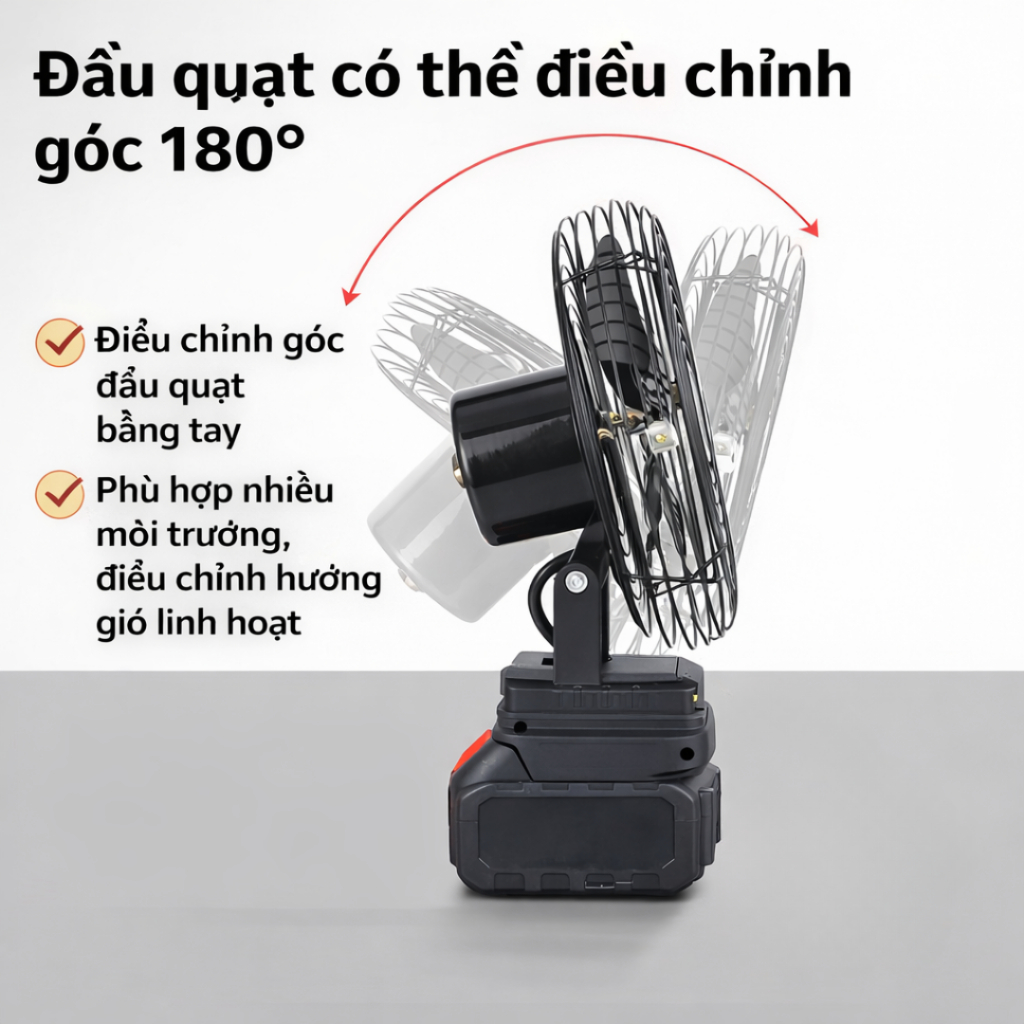 Quạt Tích Điện 8inch Chất Liệu Full Thép Không Rỉ Dùng Pi... (6)