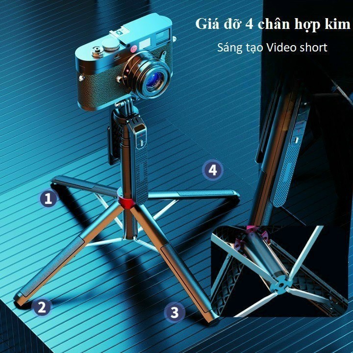 (Tặng Remote) Gậy chụp ảnh Selfie 4 chân A14 1M8 điều khi... (6)