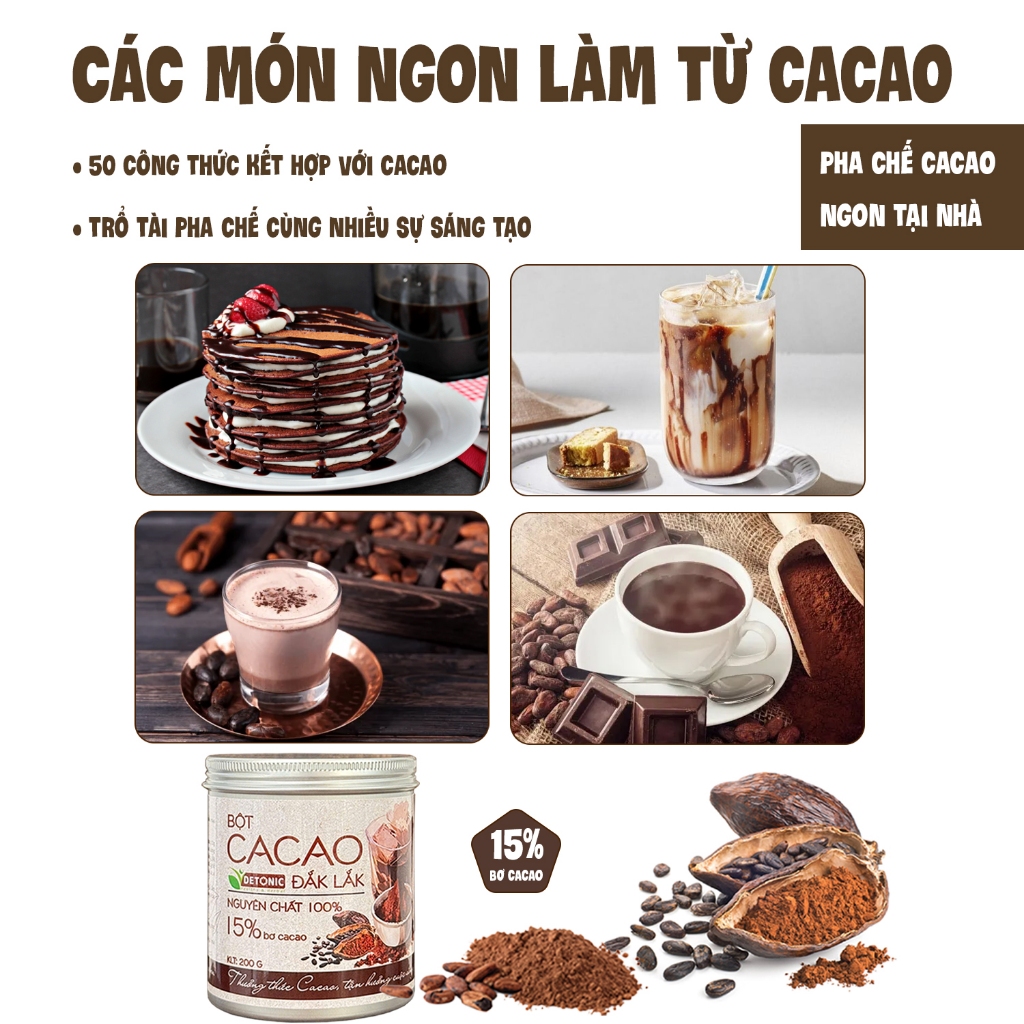 Bột Cacao Nguyên Chất DETONIC 15% bơ cacao thượng hạng (6)