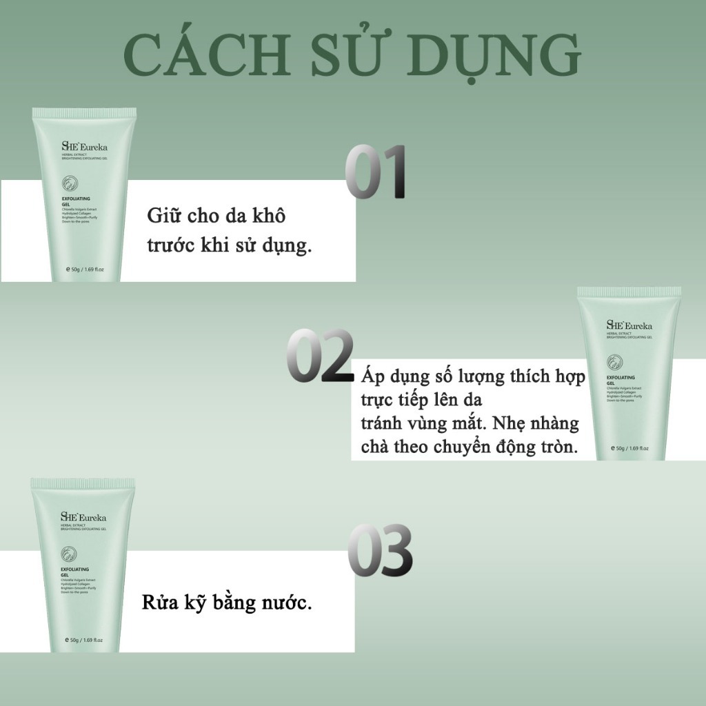 SHE Eureka Gel Rửa Mặt Tẩy Tế Bào Chết Làm Sáng Da 50g (6)