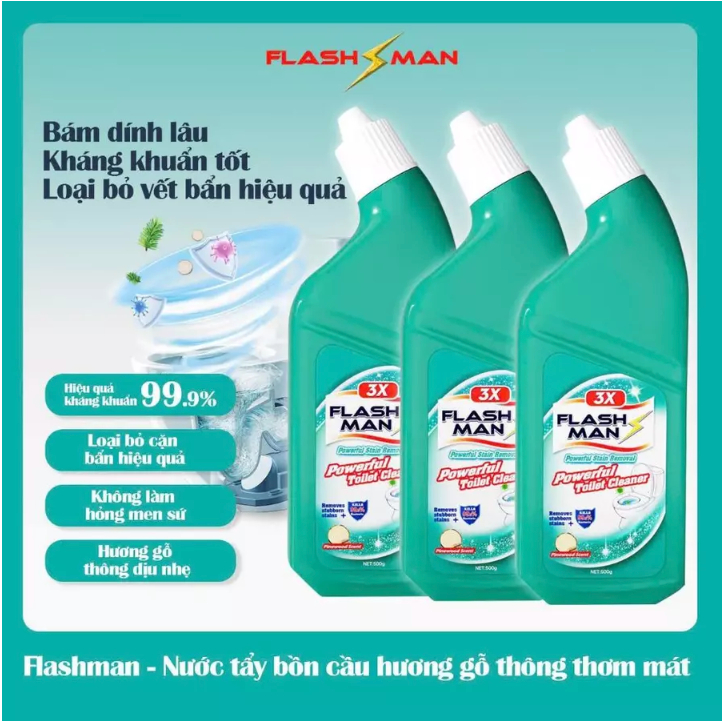 [ LIVE MUA 2 TẶNG 1] Nước Tẩy Bồn Cầu Flashman Diệt Khuẩn... (6)