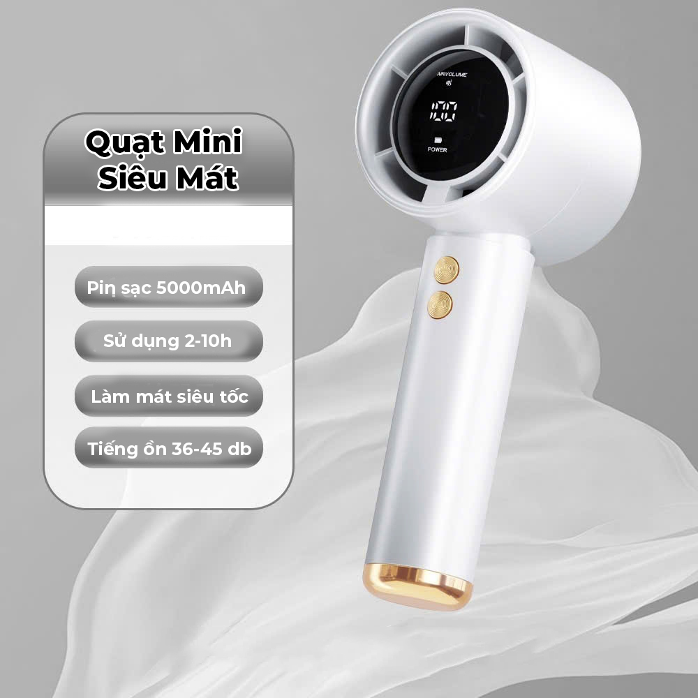 Quạt mini cầm tay M2 5000mAh di động có thể sạc gió mạnh ... (6)
