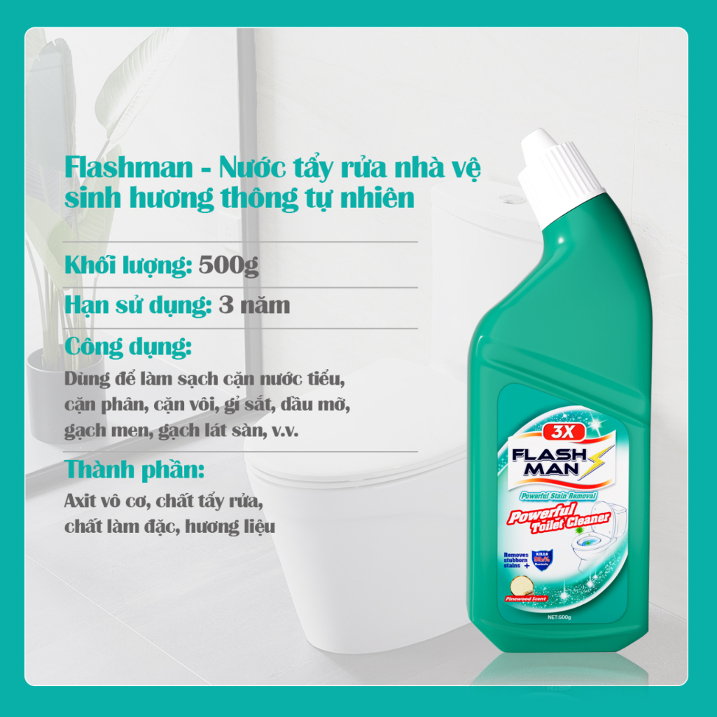 Nước tẩy bồn cầu Flashman diệt khuẩn thơm mát tẩy sạch mà... (6)