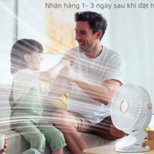 ( HÀNG CHUẨN) Quạt tích điện kẹp bàn mini 5 mức độ có đèn... (6)