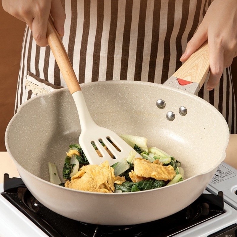 🏵️COD🏵️Bộ Dụng Cụ Nấu Ăn Bằng Silicone Cán Gỗ Kitchen Set... (6)