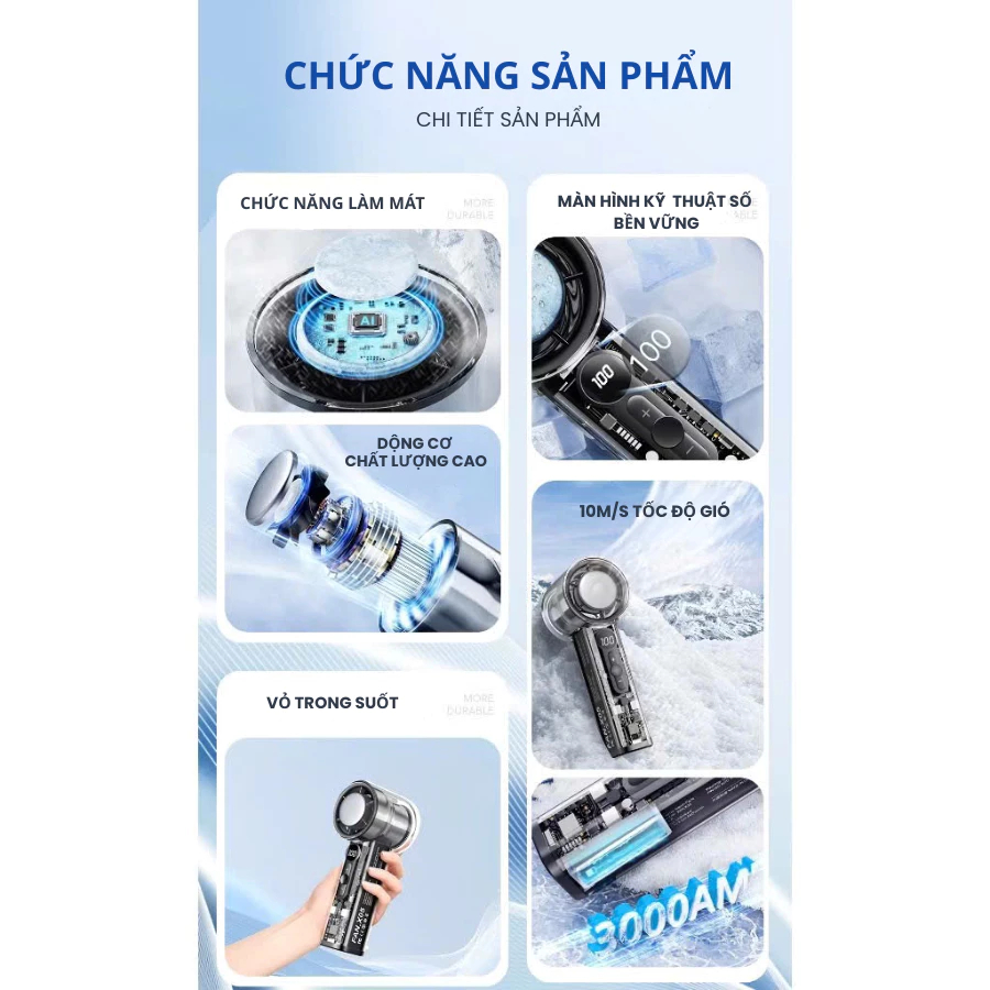 Quạt Cầm Tay X05 Turbo Mini 100 Tốc Độ (6)