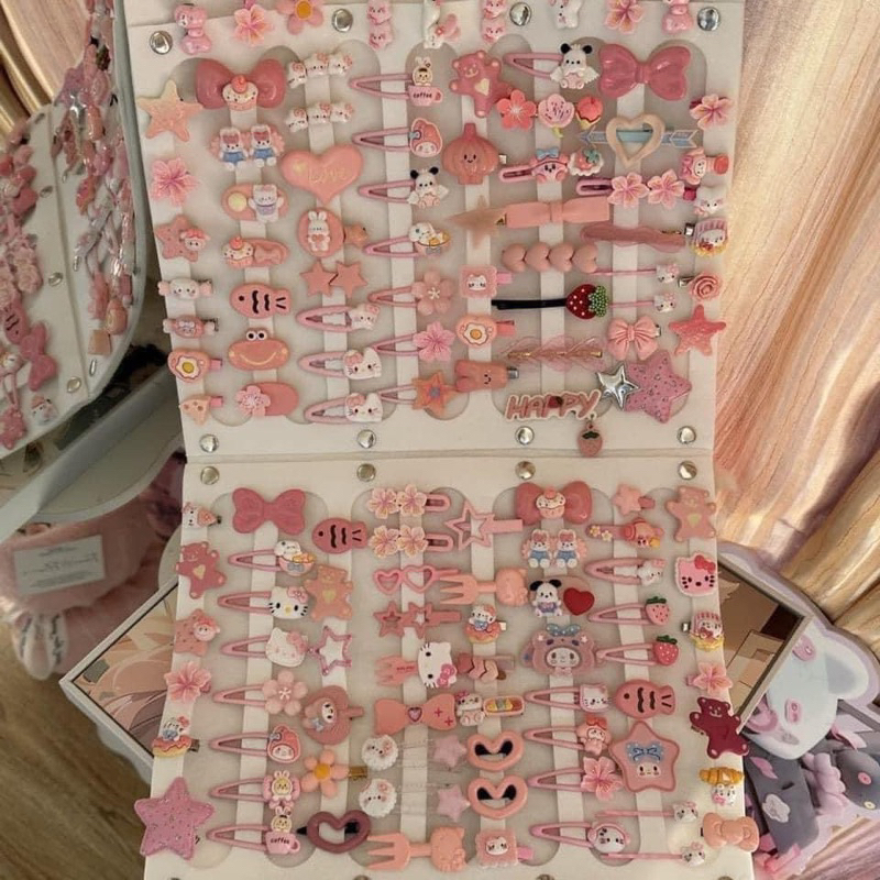 Set 50 kẹp tóc màu hồng (6)