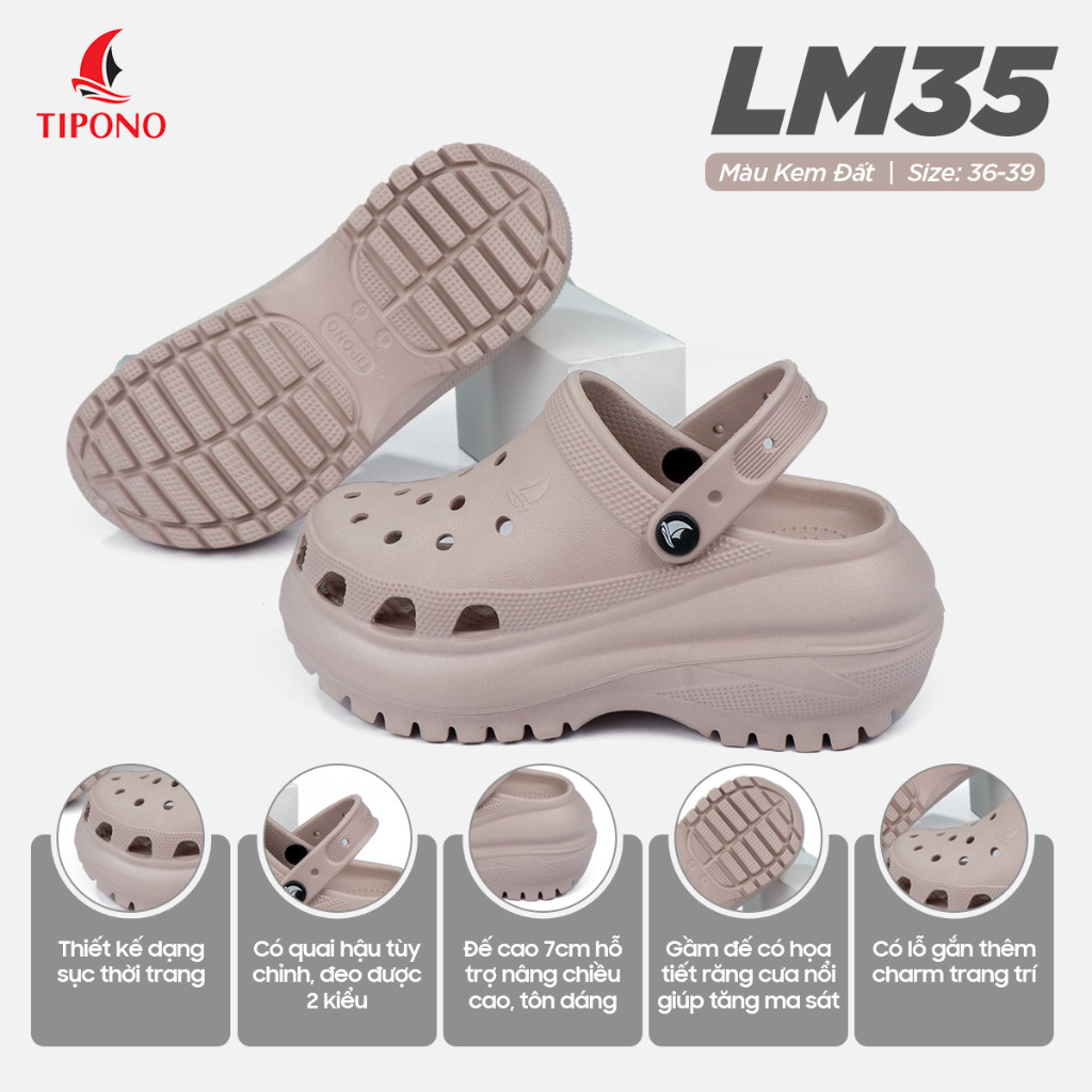 TIPONO  [Tặng Charm Ngẫu Nhiên] Dép Sục Nữ EVA �ế Cao 6 (6)