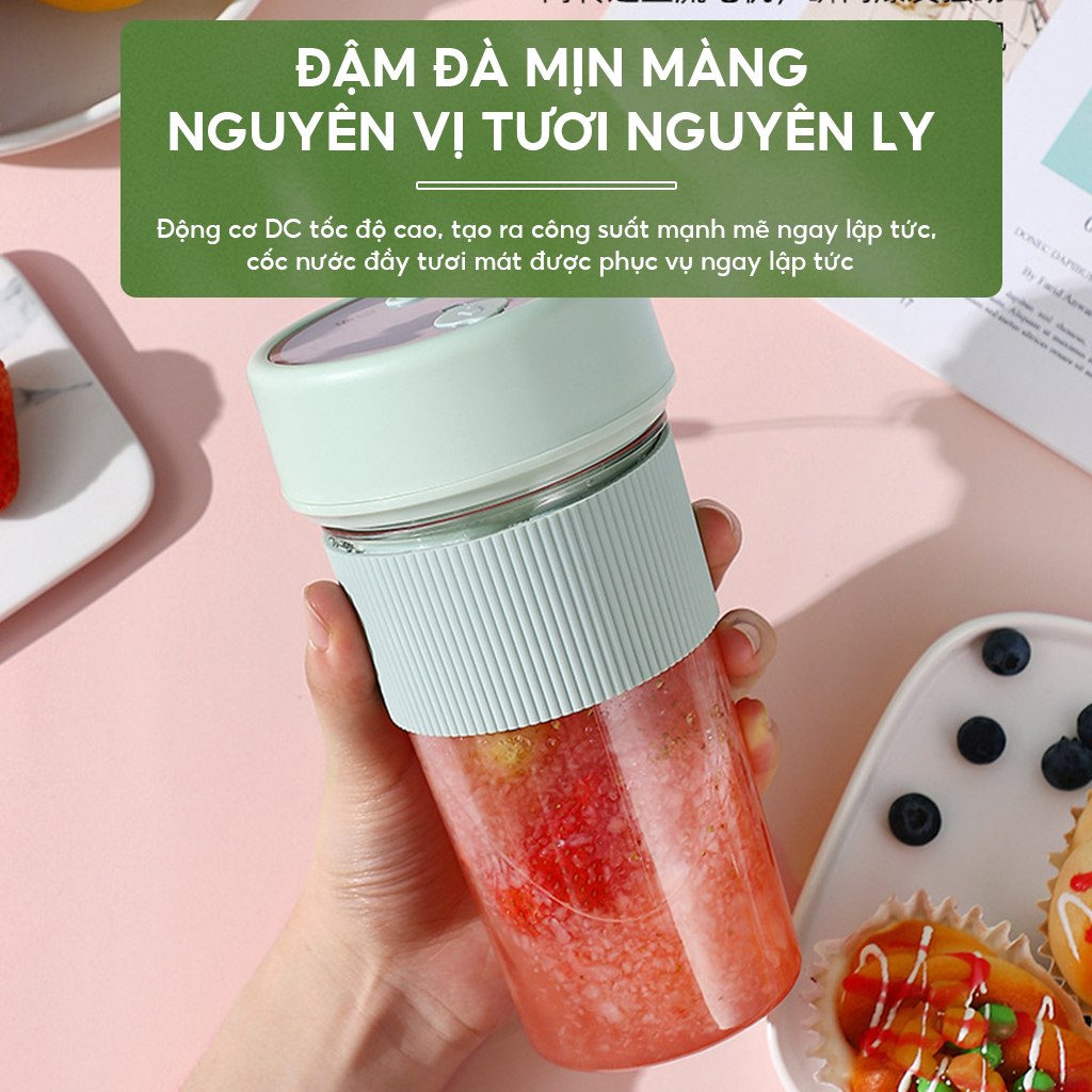 Máy Xay Sinh Tố Cầm Tay Mini Đa Năng Mẫu Cối Thủy Tinh Da... (7)